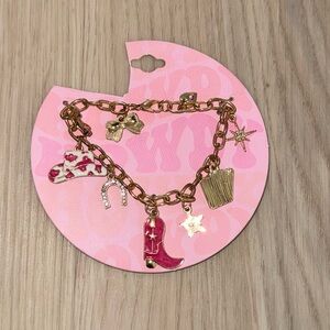 NWT Pink Cowboy Charm Bracelet